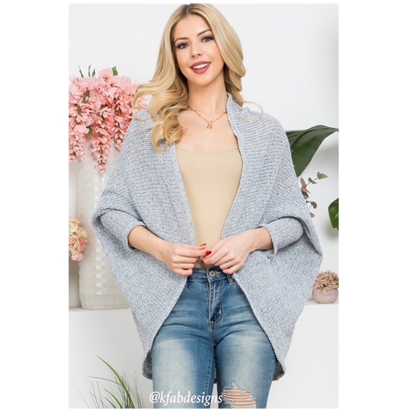 NEW! Soft Lightweight Heather Gray Cocoon Style Dolman Sleeve Open Cardigan! - Picture 5 of 7